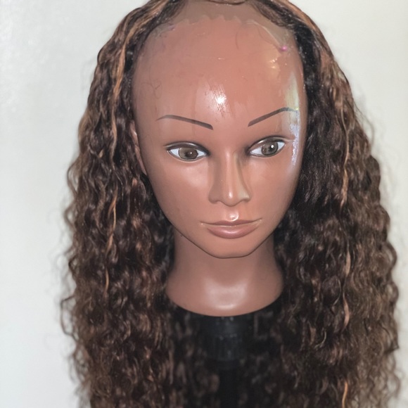 30 inch brown deep wave wig with highlights main image 4